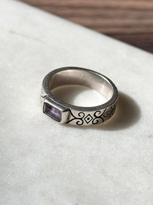 Amethyst Sterling Silver Ring Size 6.75