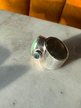 Load image into Gallery viewer, Jade &amp; Blue Topaz Sterling Silver Ring Size 5.75
