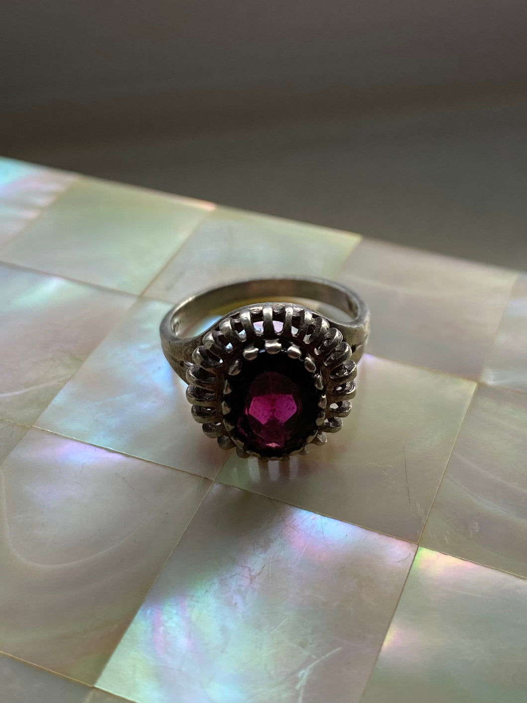 Vintage Garnet Sterling Silver Ring