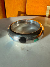 Load image into Gallery viewer, Vintage Mexico Modernist Solid Sterling Silver Multistone Bangle Bracelet
