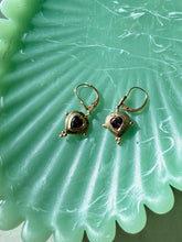 Load image into Gallery viewer, Vintage Tourmaline Heart 14k Yellow Gold Earrings

