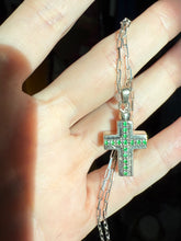 Load image into Gallery viewer, Green Sterling Silver Cross Necklace
