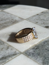 Load image into Gallery viewer, Pear Cut Cubic Zirconia Gold Vermeil Ring Size 9
