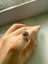 Load image into Gallery viewer, Purple Spinel &amp; CZ Gold Vermeil Ring Size 9.25
