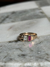 Load image into Gallery viewer, 1940s Buckle Diamond &amp; Synthetic Spinel Ring
