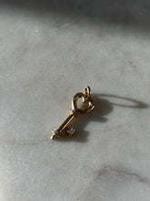 Load image into Gallery viewer, Solid 14k Yellow Gold Natural Diamond Heart Key Pendant
