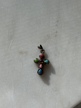 Load image into Gallery viewer, Vintage Multistone Cross Sterling Silver Charm
