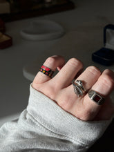 Load image into Gallery viewer, Pink Black Enamel Sterling Band Size 5
