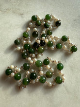 Load image into Gallery viewer, Vintage 1/20 12k Gold Filled Jade &amp; Pearl Necklace 29”
