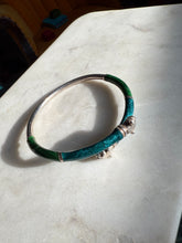Load image into Gallery viewer, Blue &amp; Green Enamel Dueling Panther Sterling Silver Bracelet
