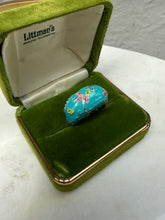 Load image into Gallery viewer, Blue Floral Enamel Sterling Silver Ring Size 8.25

