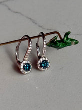 Load image into Gallery viewer, Blue &amp; White Diamond 14k White Gold Earrings
