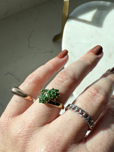 Load image into Gallery viewer, Lab Grown Emerald Flower Gold Vermeil Ring Size 6.25

