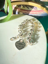 Load image into Gallery viewer, Tiffany &amp; Co. Sterling Silver Cable Link Heart Toggle Bracelet 7.25”
