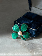 Load image into Gallery viewer, Vintage Green Enamel Clover Brooch
