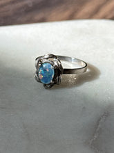 Load image into Gallery viewer, Vintage Sterling Silver Simulated Opal Ring Size 8.25

