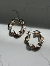 Load image into Gallery viewer, Vintage Twisted Sterling Silver Hoop Earrings
