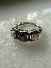 Load image into Gallery viewer, Simulated Opal &amp; CZ Sterling Silver Ring Size 8.25
