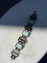 Load image into Gallery viewer, Antique Green Enamel Sterling Silver Bracelet
