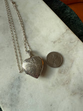 Load image into Gallery viewer, Vintage Etched Heart Locket Sterling Silver Necklace 23”

