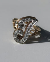 Load image into Gallery viewer, Vintage Two-Tone Diamond 14k Gold ‘J’ Initial Ring Size 6.75
