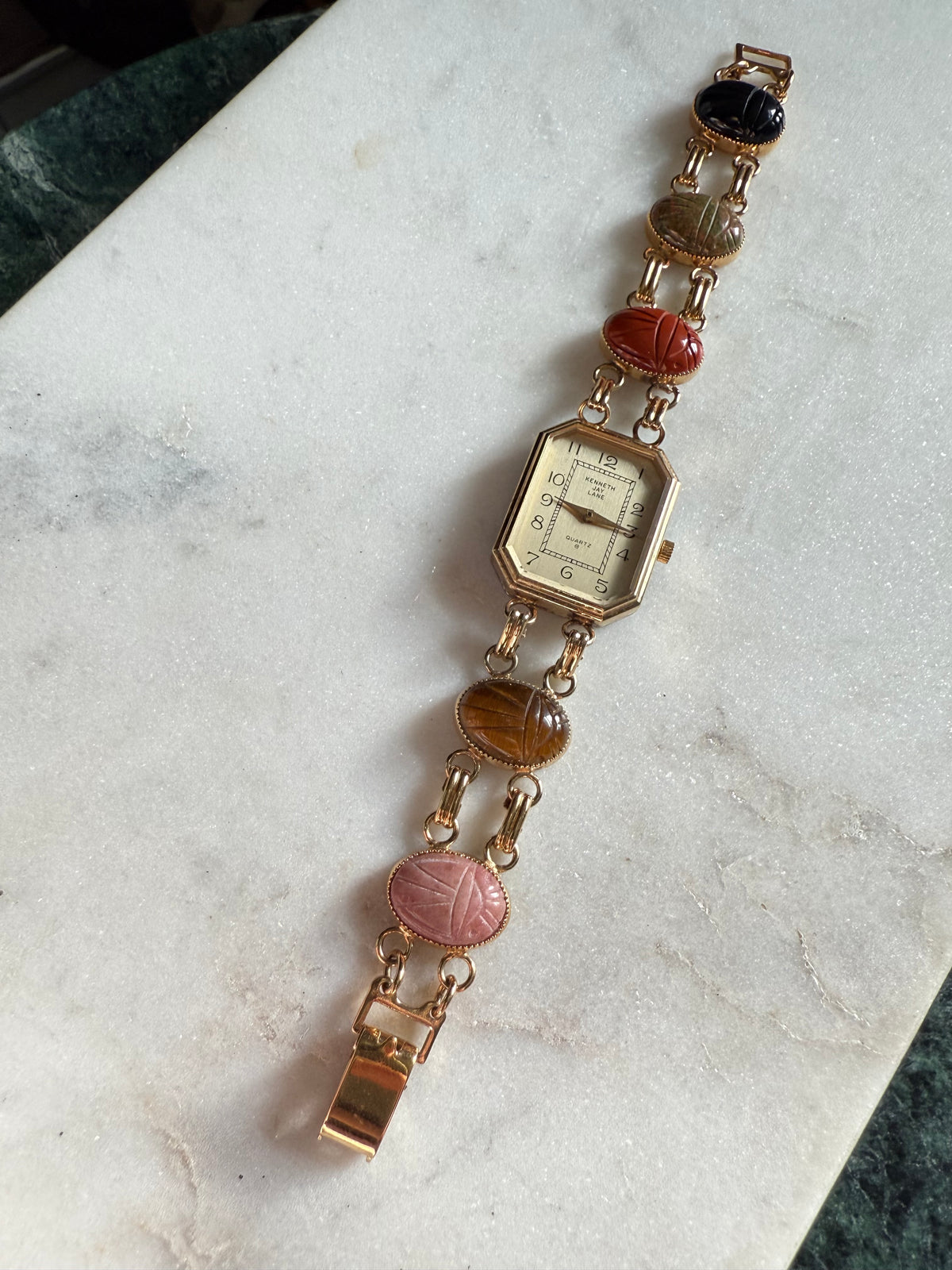 Vintage Gold Plated Scarab Beetle Watch 5.5”
