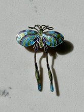 Load image into Gallery viewer, Vintage Butterfly Enamel Sterling Silver Brooch
