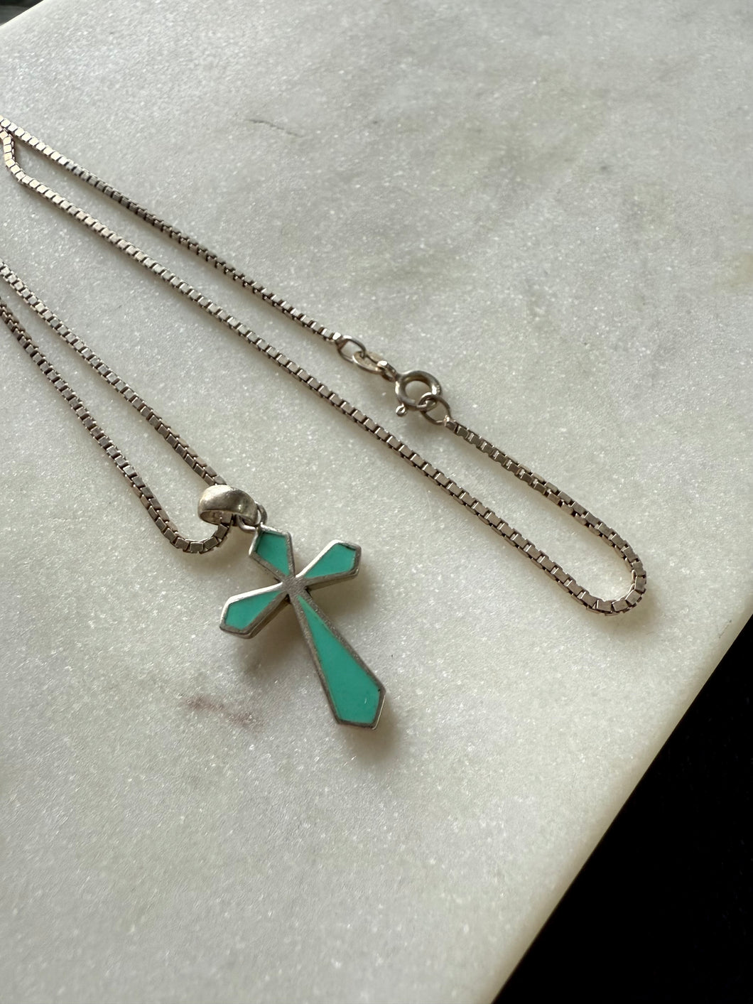 Sterling Silver Cross Necklace 17”