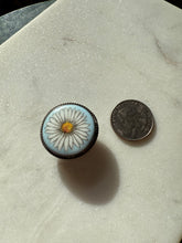 Load image into Gallery viewer, Vintage Painted Porcelain Daisy Sterling Silver Concho
