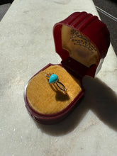 Load image into Gallery viewer, Turquoise Gold Vermeil Dainty Ring Size 7.25
