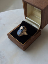 Load image into Gallery viewer, Vintage 1930s Black Onyx &amp; Diamond ‘P’ Initial 14k Gold Ring Size 5
