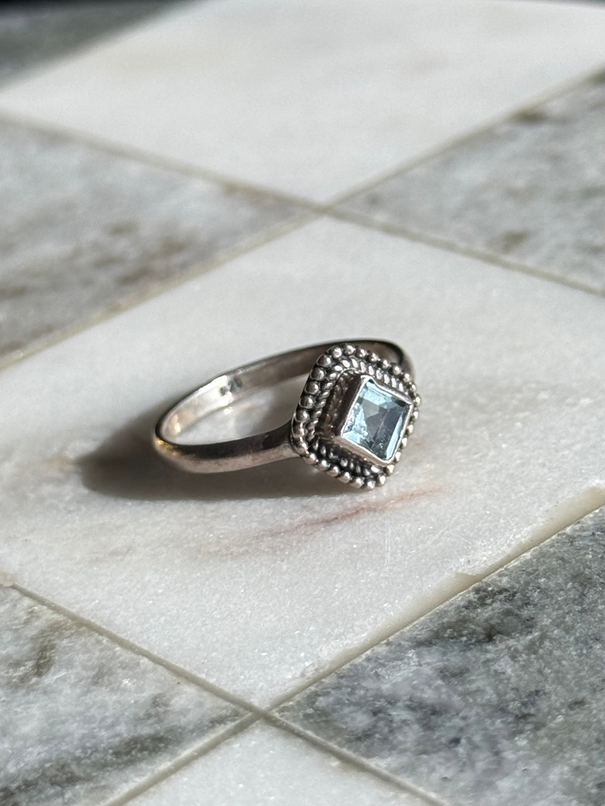 Blue Topaz Sterling Silver Ring Size 9.25
