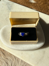 Load image into Gallery viewer, Vintage Lapis Heart Sterling Silver Ring Size 8.25
