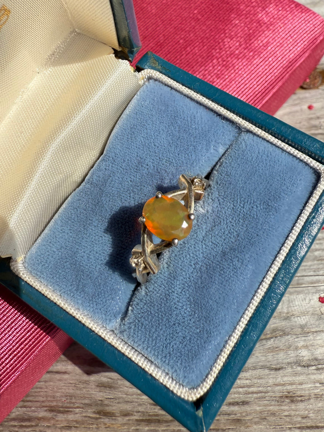 Opal Sterling Silver Ring Size 8.25