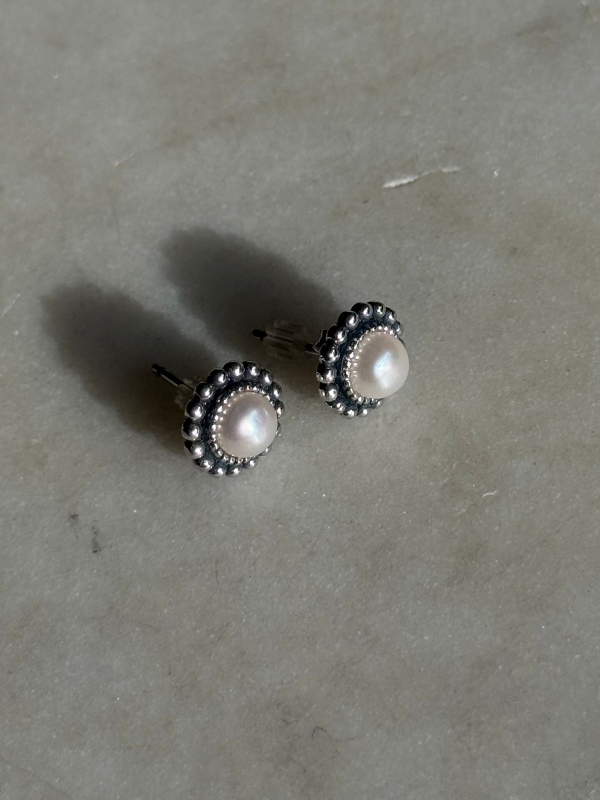 Sterling Pearl Post Back Earrings