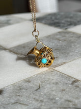 Load image into Gallery viewer, Vintage 14k Gold Turquoise Vial Charm
