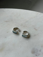 Load image into Gallery viewer, Blue Topaz Sterling Silver Clicker Hoops
