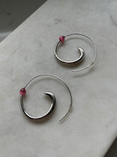 Load image into Gallery viewer, Pink Cats Eye Sterling Swirl Earrings
