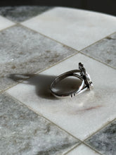 Load image into Gallery viewer, Crushed Coral &amp; Turquoise Sterling Silver Butterfly Ring Size 7.75
