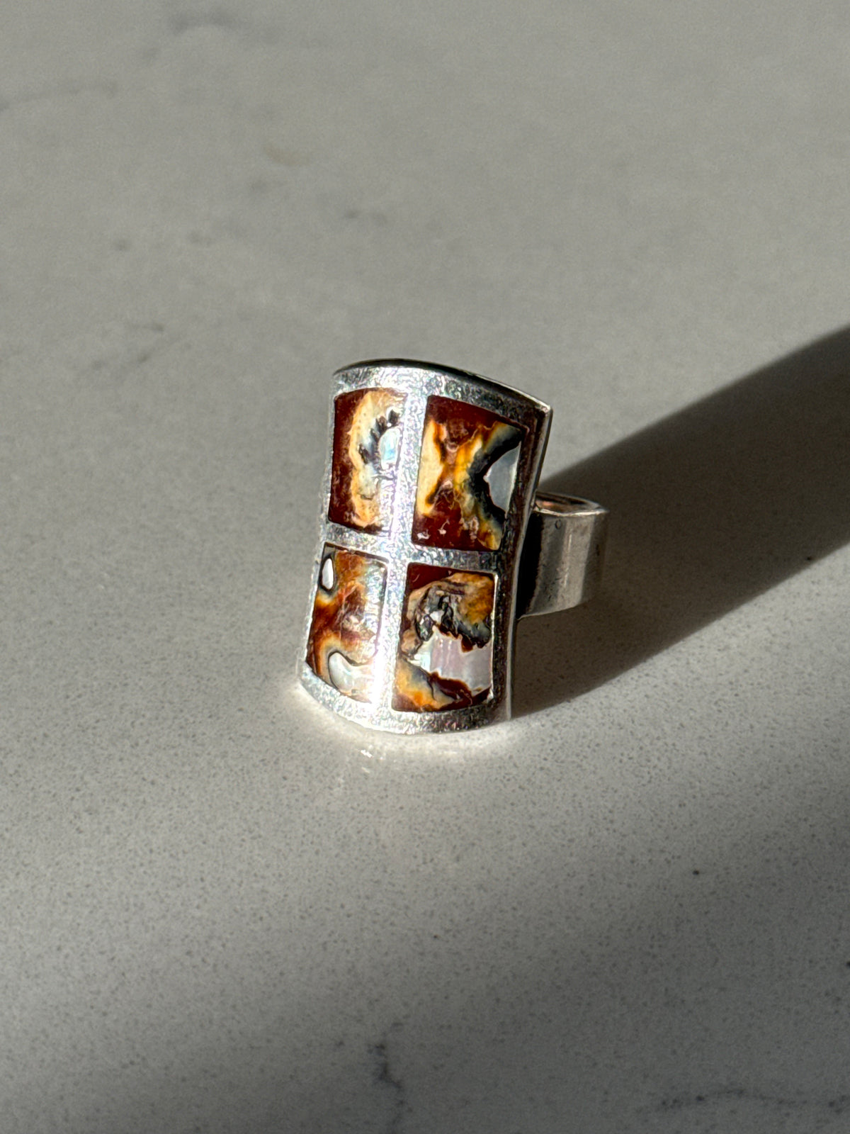 Vintage Mother of Pearl Sterling Silver Ring Size 6.75