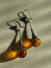 Load image into Gallery viewer, Natural Baltic Amber Vintage Sterling Silver Teardrop Earrings
