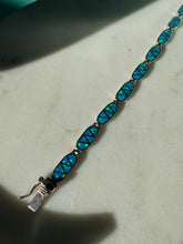 Load image into Gallery viewer, Simulated Opal Inlay Sterling Silver Bracelet 7.25”

