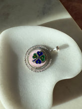 Load image into Gallery viewer, Vintage Enamel Four Leaf Clover Sterling Silver Pendant
