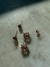Load image into Gallery viewer, Garnet &amp; Ruby 14k Yellow Gold Push Back Earrings
