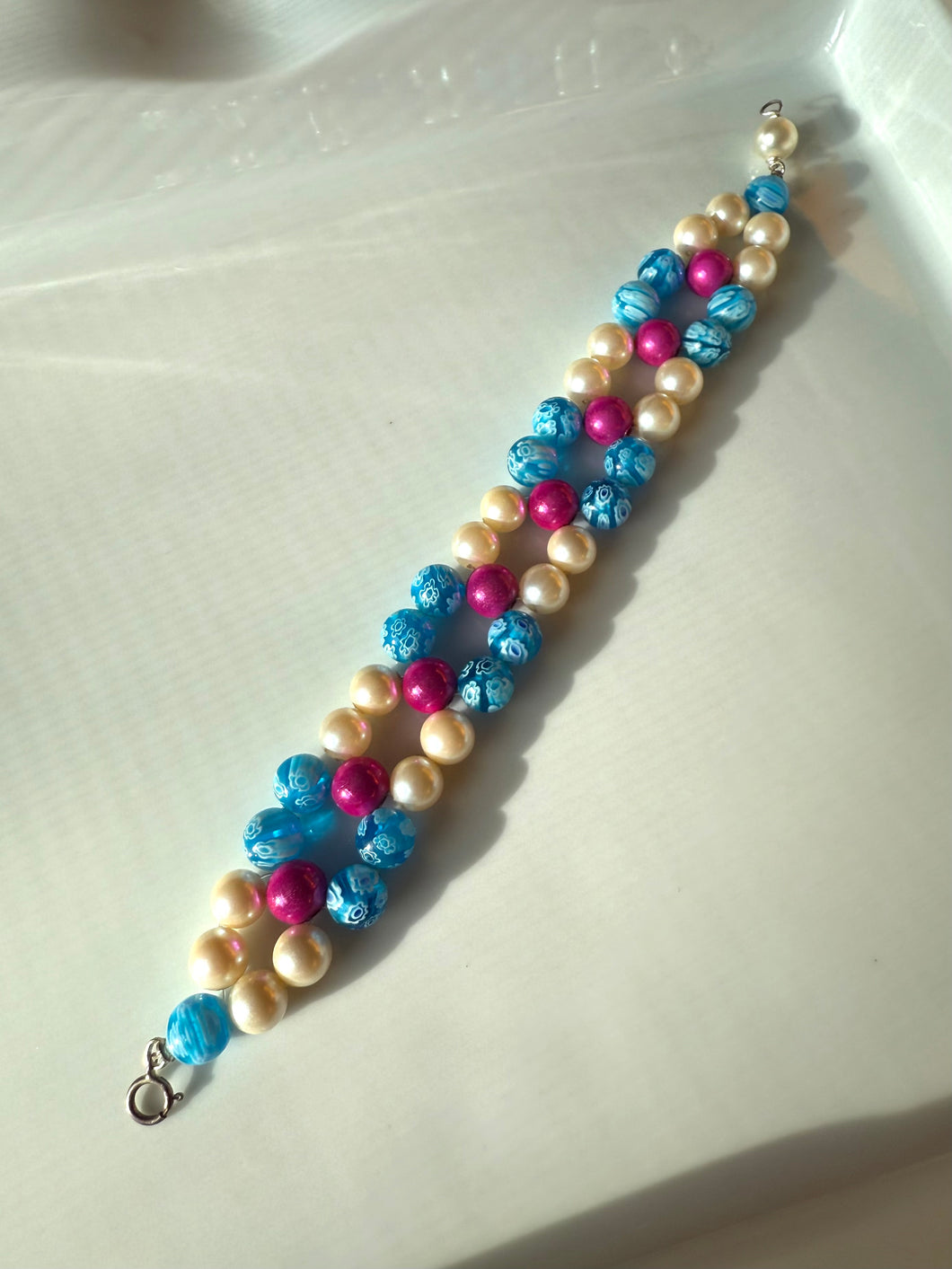 Millefiori Sterling Silver Bracelet 7.25”