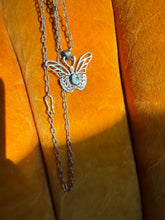 Load image into Gallery viewer, Turquoise Sterling Silver Butterfly Necklace 24”
