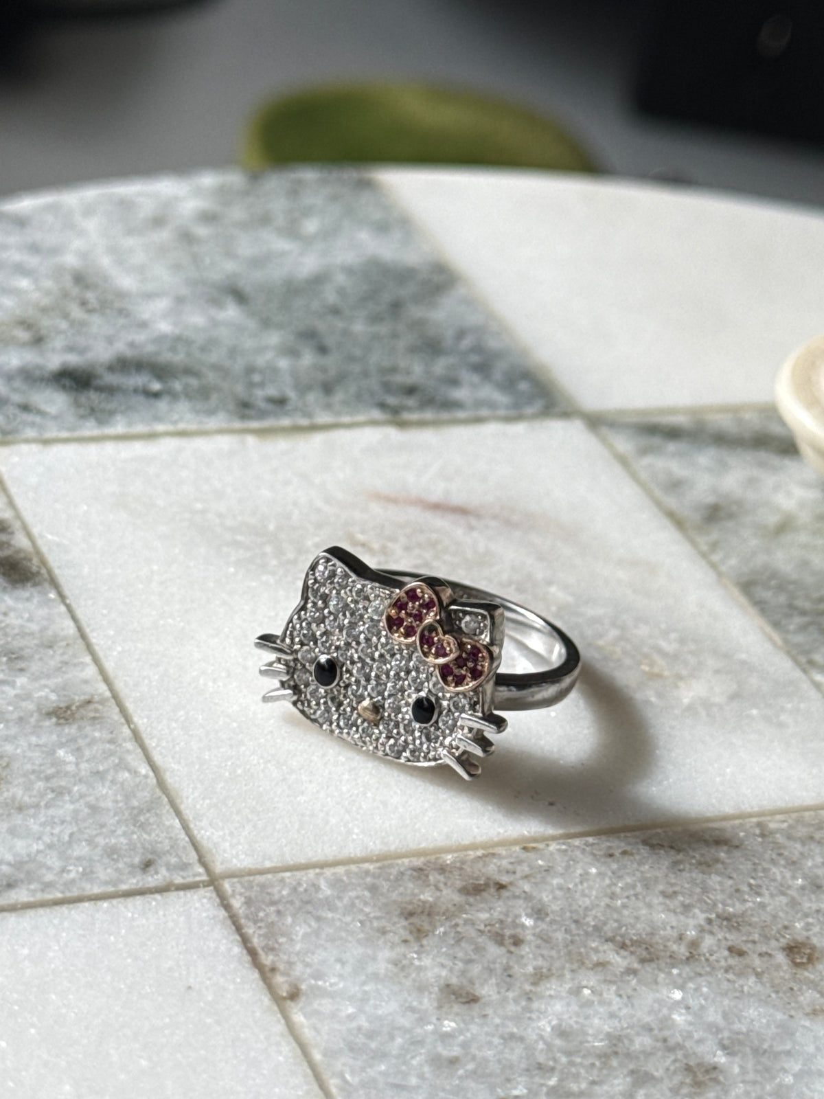 Hello Kitty Sanrio Sterling Silver CZ Ring Size 9
