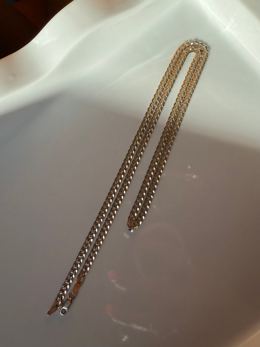 Gold Vermeil Beveled Edge Cuban Link Chain Necklace 24”