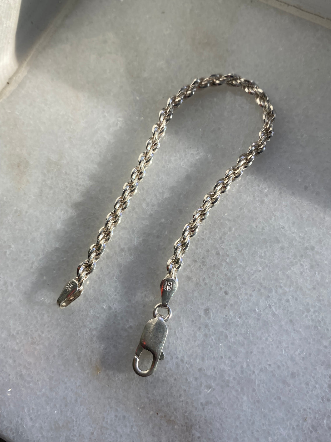 Solid Sterling Silver Rope Bracelet