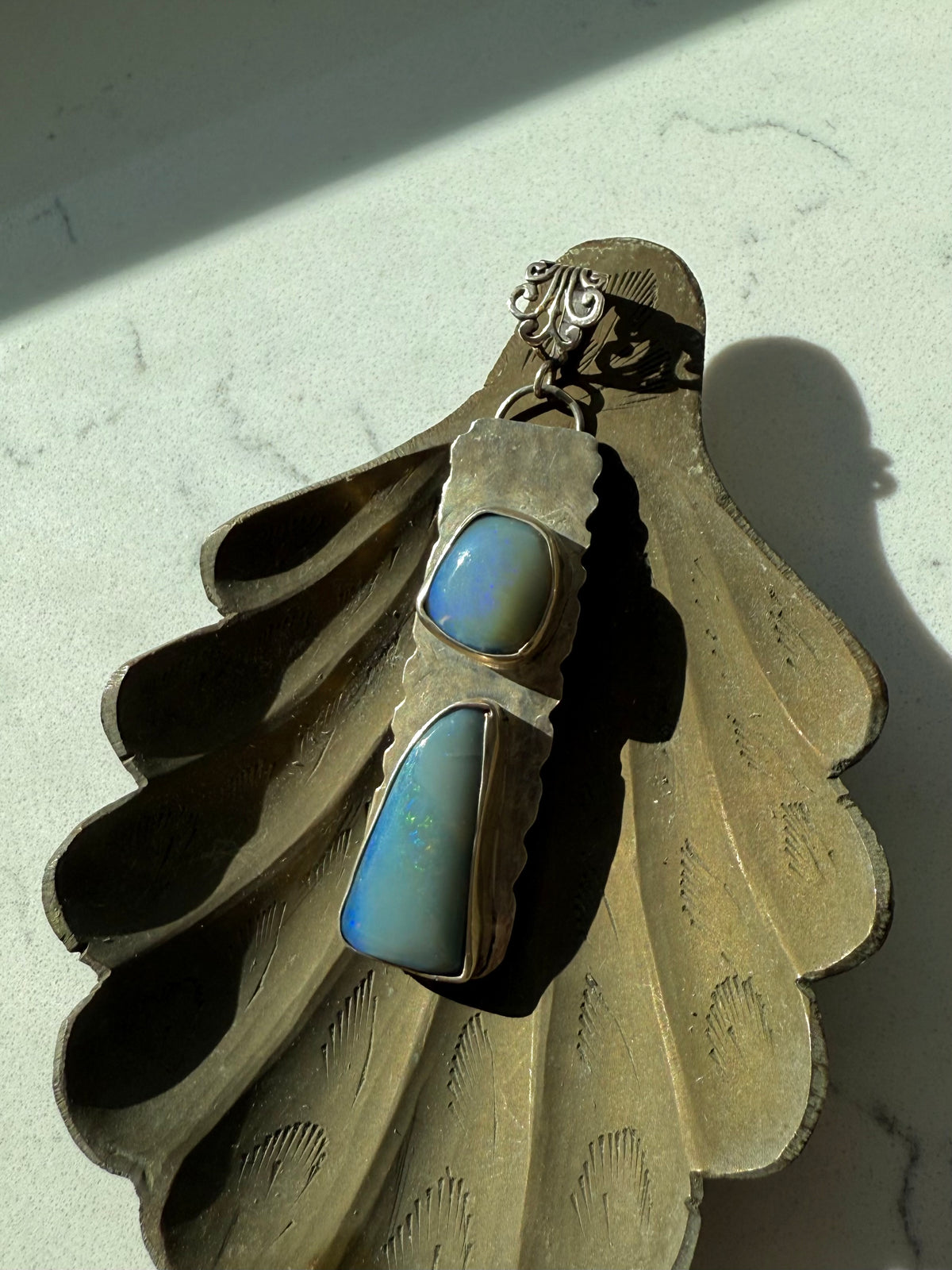 Vintage Artisan Sterling Opal Pendant
